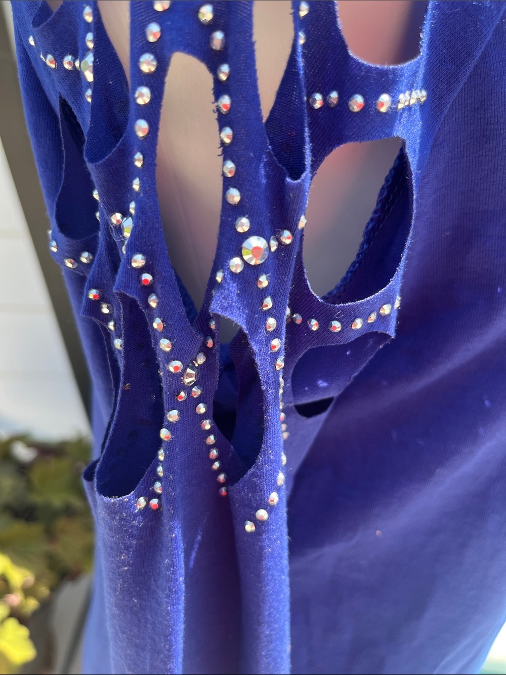 Women’s Royal Blue Cold-Shoulder Long Sleeve Top - Picture 3 of 3